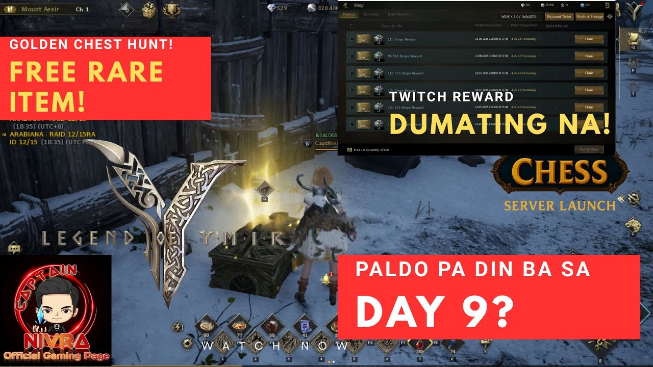 LEGEND OF YMIR - DAY 9 GRIND! - (DUMATING NA YUNG REWARD SA TWITCH + GOLDEN TREASURE HUNT)