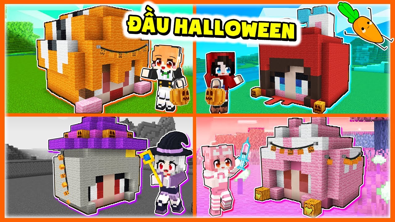 Kamui và Hội Chị Em Thử Thách Xây Nhà phiên bản HALLOWEEN trong Minecraft