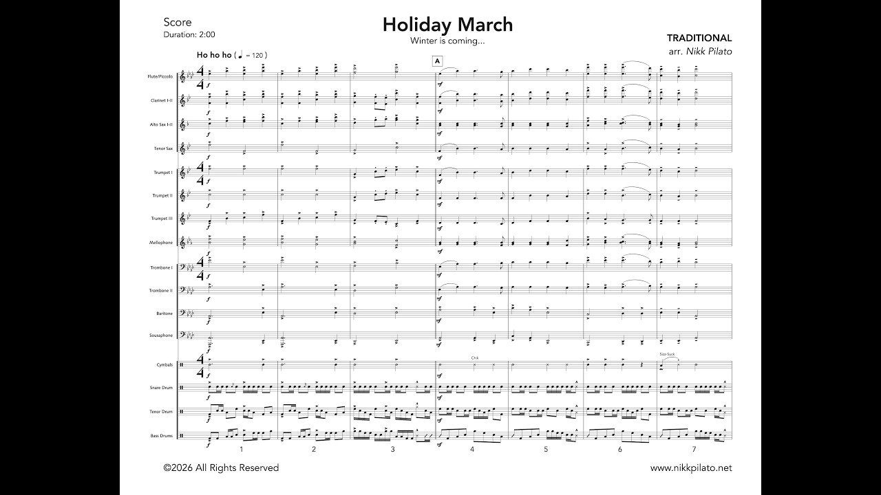 Holiday March (Hark the Herald Angels Sing/Dreidel Song/Jingle Bells) - Marching Band Arrangement