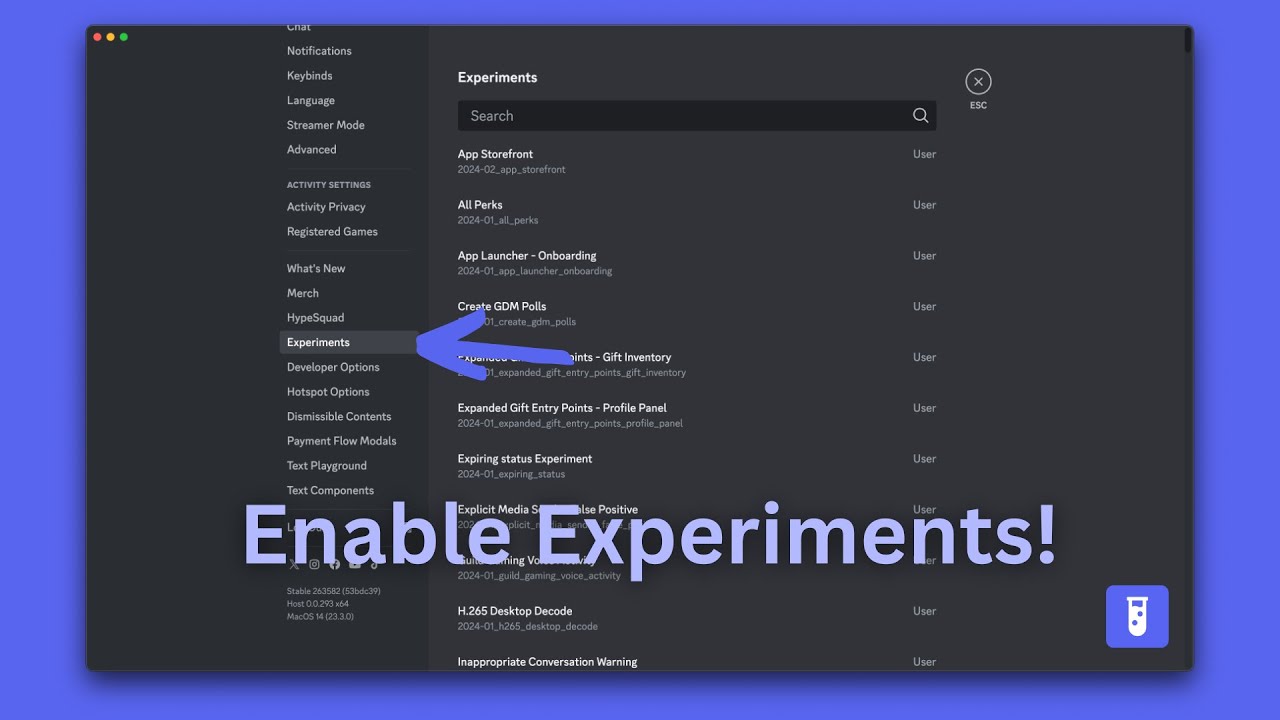 Enable DISCORD EXPERIMENTS | DEH