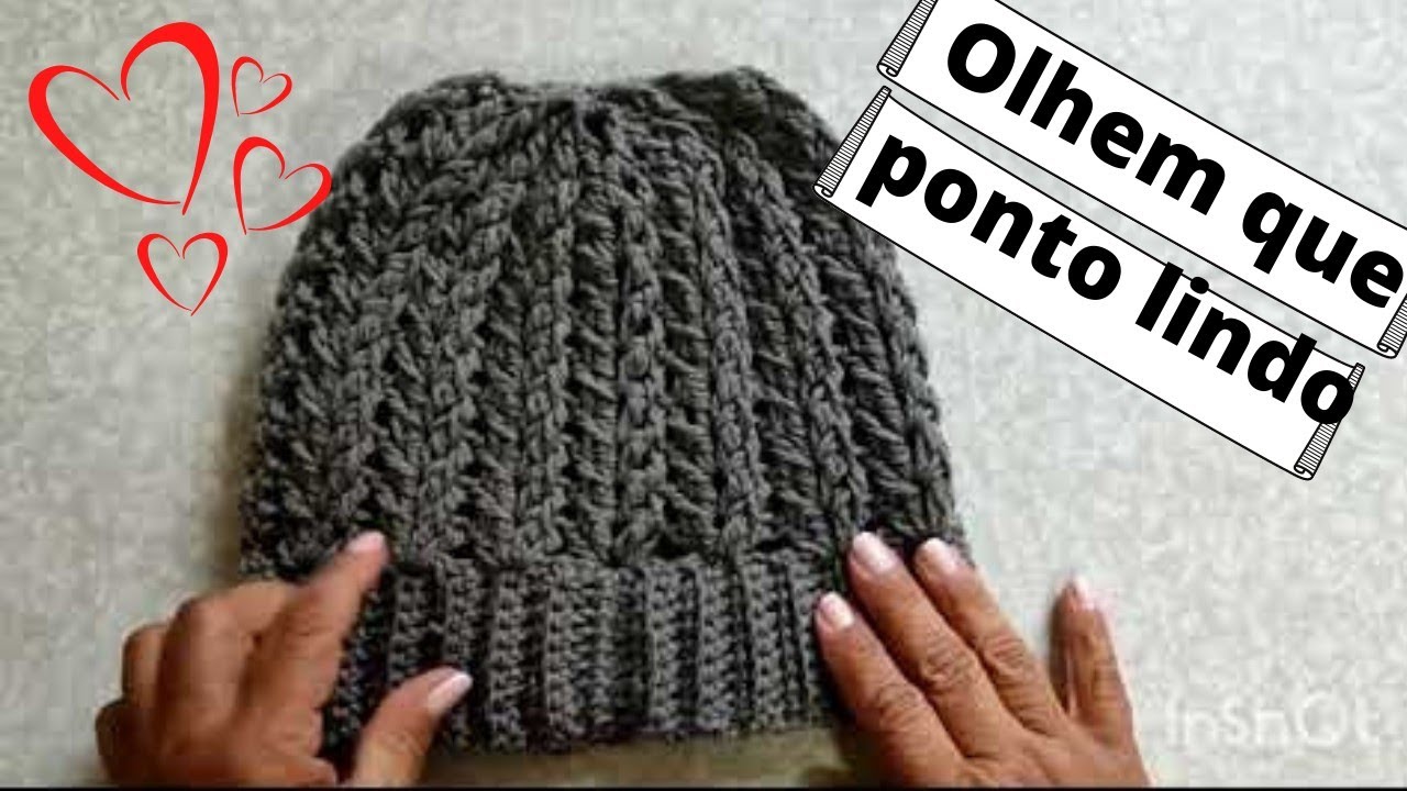 ⛄Gorro de crochê com ponto trançado #gorrodecroche