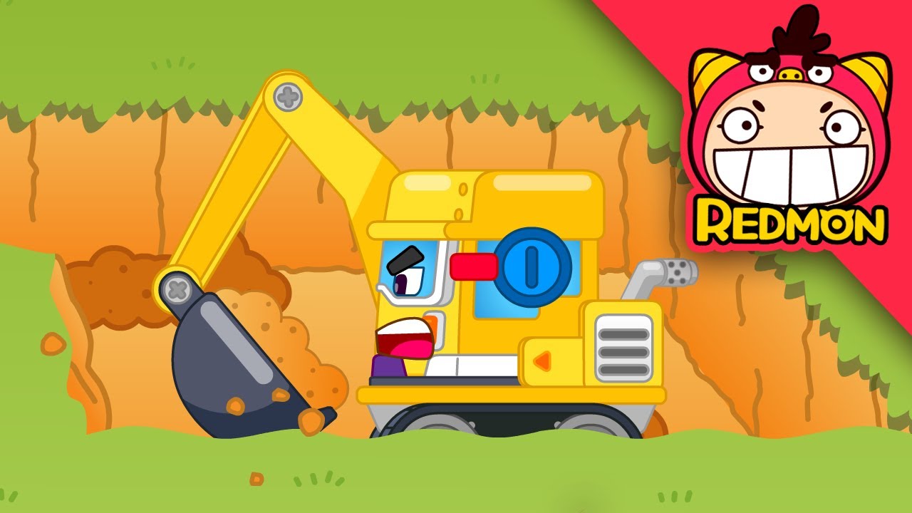 Make an Excavator | Vehicle Assembly | build a swimming pool | 4K cartoon | REDMON
