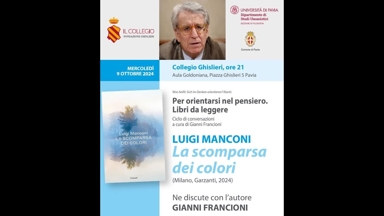 PER ORIENTARSI NEL PENSIERO. LIBRI DA LEGGERE 1 - La scomparsa dei colori - LUIGI MANCONI