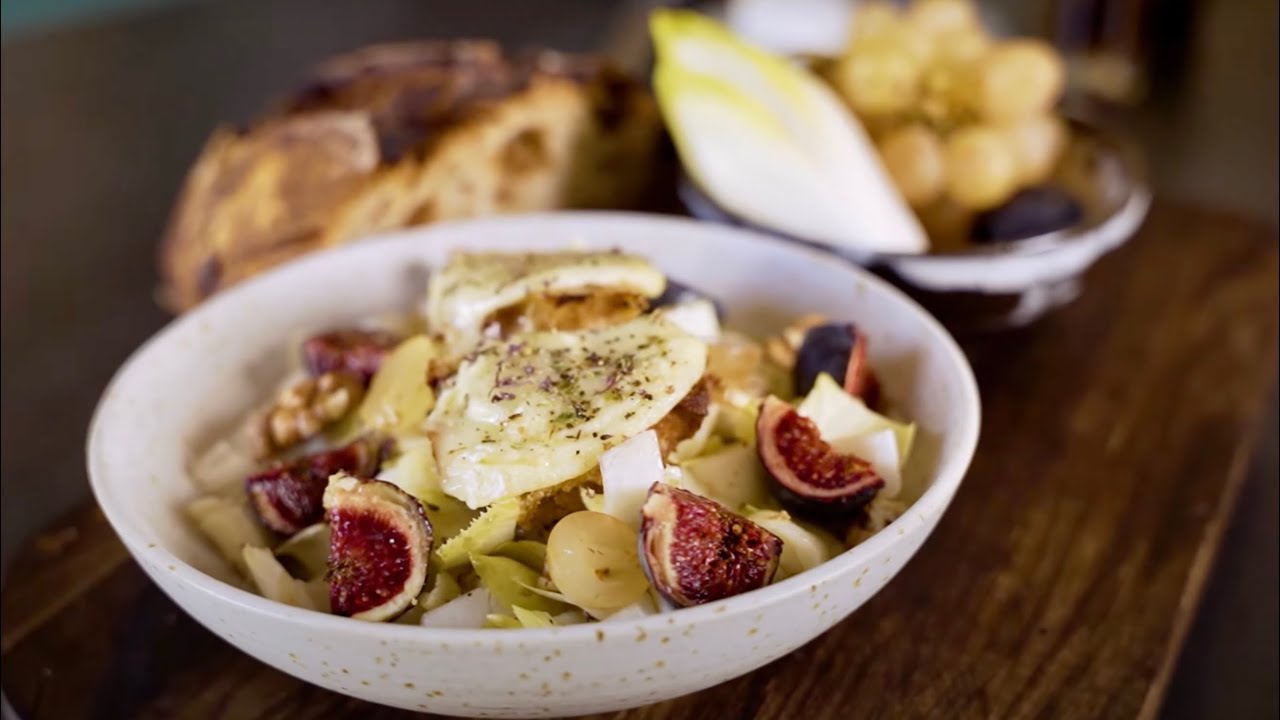 Une belle SALADE d'AUTOMNE avec peu d'ingrédients : Chèvre, Endives, Noix et figues