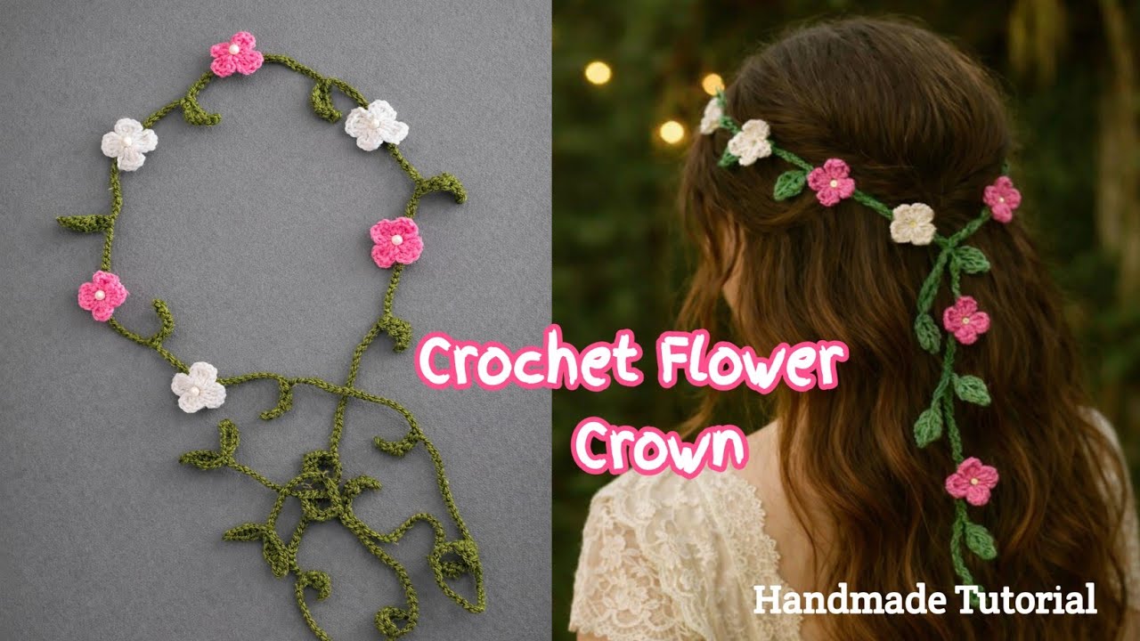 🌸 Crochet Flower Hair Vine Tutorial | Easy & Beautiful Hair Accessory 💕
