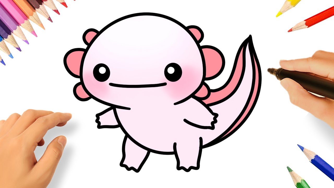 COMMENT DESSINER UN BÉBÉ AXOLOTL FACILE 💗