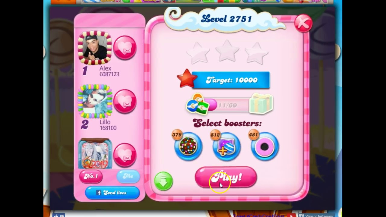 Candy Crush Level 2751 Talkthrough, 18 Moves 0 Boosters