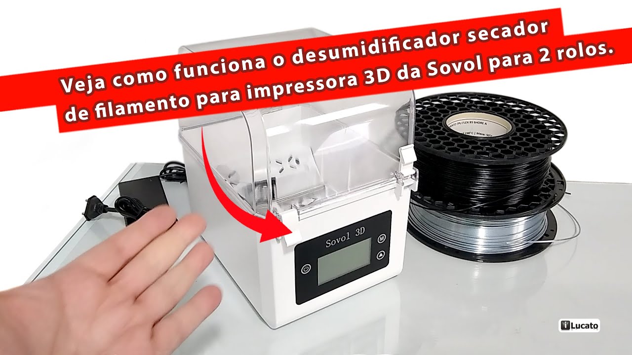Secador desumidificador de filamento para impressora 3D da Sovol para 2 rolos. Veja como funciona.