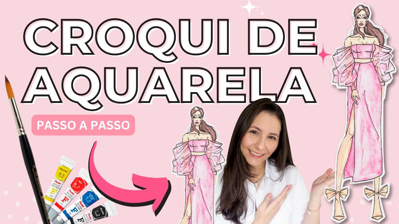 COMO COLORIR CROQUI DE MODA COM AQUARELA | Desenho de Moda PASSO A PASSO