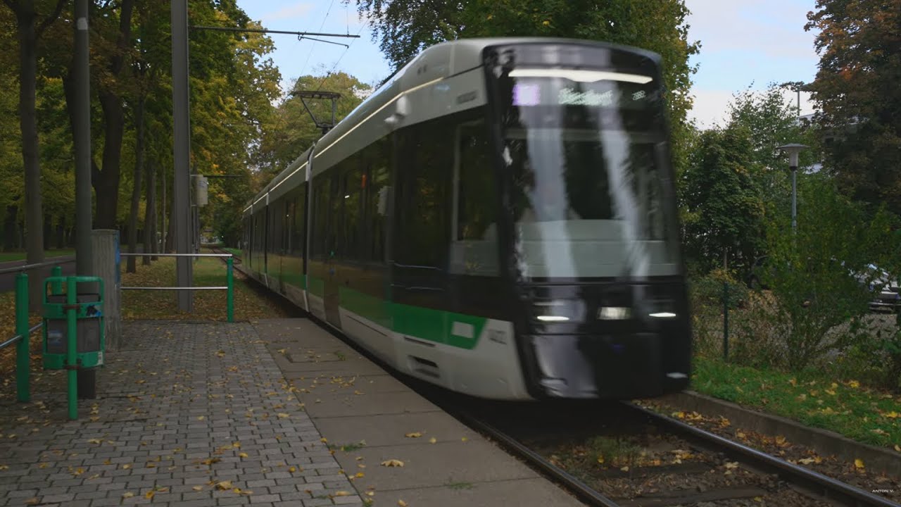 Germany, Magdeburg, tram 6 ride from Hochschule Magdeburg-Stendal to Westfriedhof