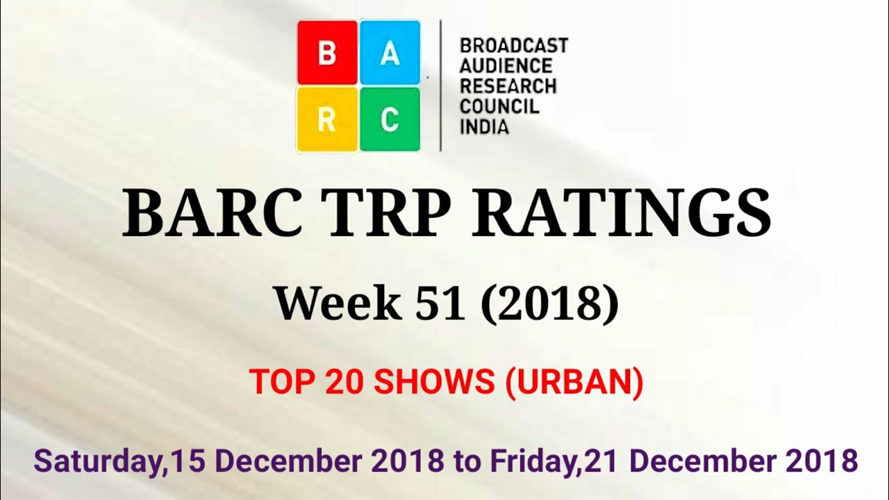 BARC TRP Ratings Week 51(2018): TOP 20 Shows (Urban)