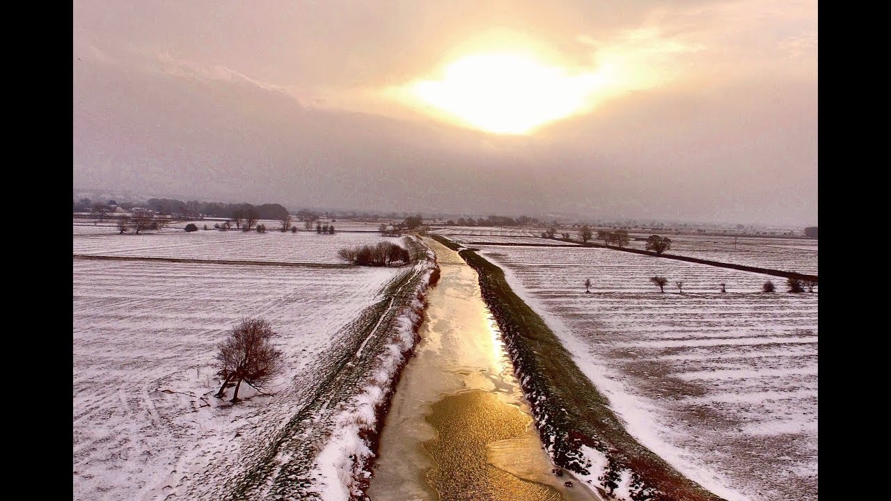 Glastonbury Tor in Snow plus Butleigh and Baltonsborough by DJI Drone