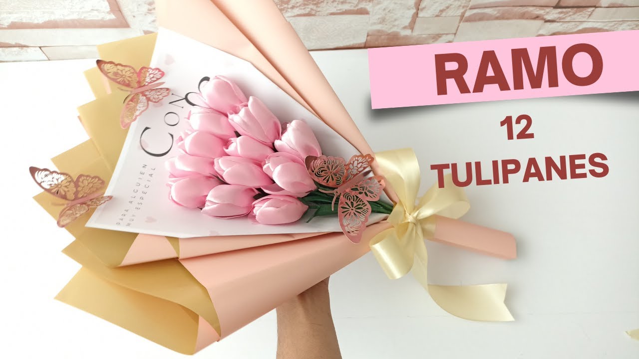 Como hacer un ramo con 12 TULIPANES