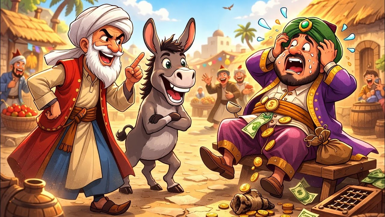 جحا يفضح التاجر المغرور بخدعة جهنمية 😂 😂!#قصص جحا #قصص للنوم