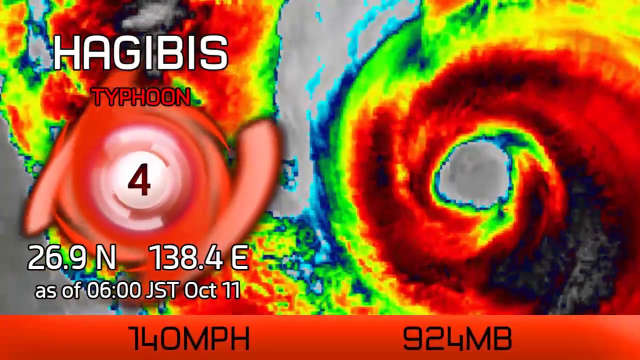 Typhoon Hagibis approaching Japan - 6am JST Oct 11