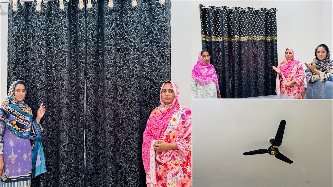 Pura Ghar Ke Curtain Laga Diye // Fan Bhi Lagwa Diye Khushi Ka Time 😍🎁