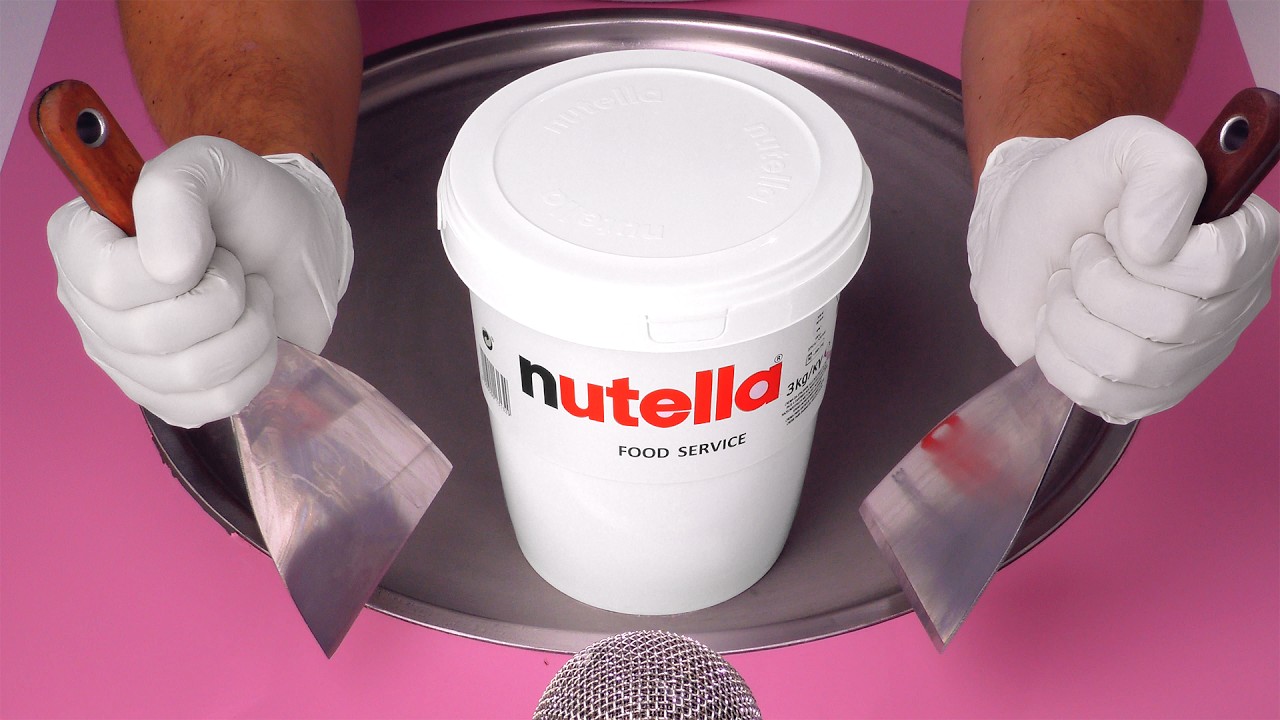 NUTELLA - Ice Cream Rolls | how to make Nutella Chocolate Spread instant to fried Ice Cream | ASMR