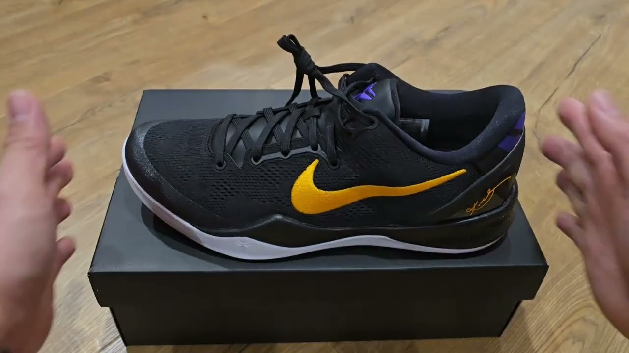Nike Kobe VIII Protro "Lakers Away" Unboxing and detailed look.