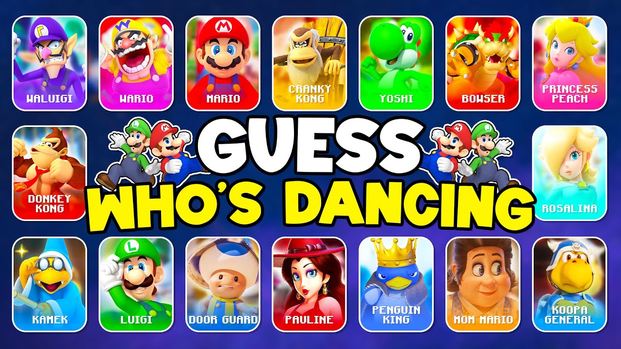 🍄 Guess Who Is Dancing? #4 💃🎶 Super Mario Bros Characters Dancing! Daisy, Peach, Rosalina, Waluigi
