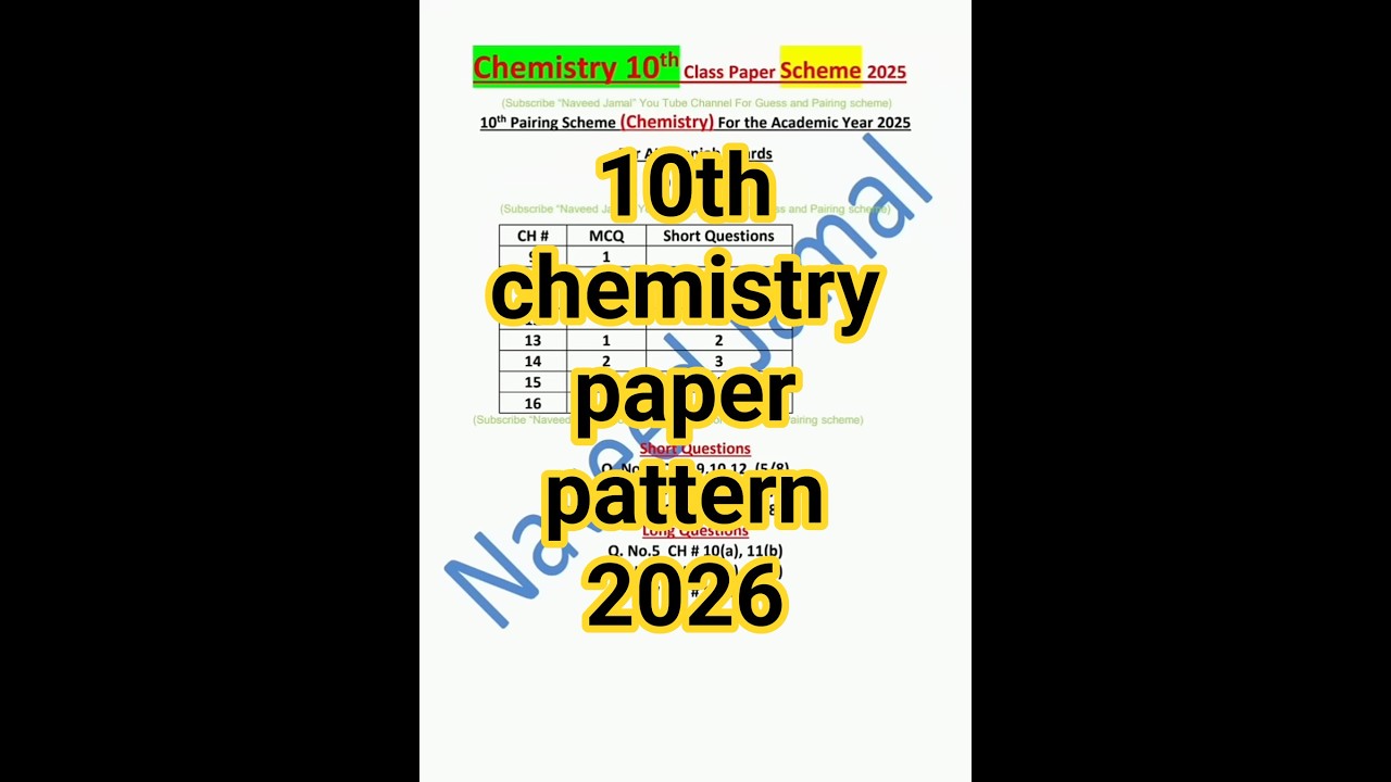 10th class Chemistry new pairing scheme 2025 | class 10 Chemistry scheme 2025