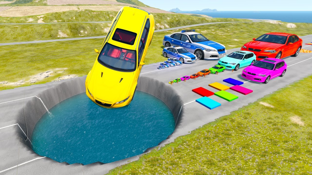 БОЛЬШИЕ И МАЛЕНЬКИЕ МАШИНЫ против ГИГАНТСКОЙ ЯМЫ #168 - BeamNG.drive Ninja BeamNG !