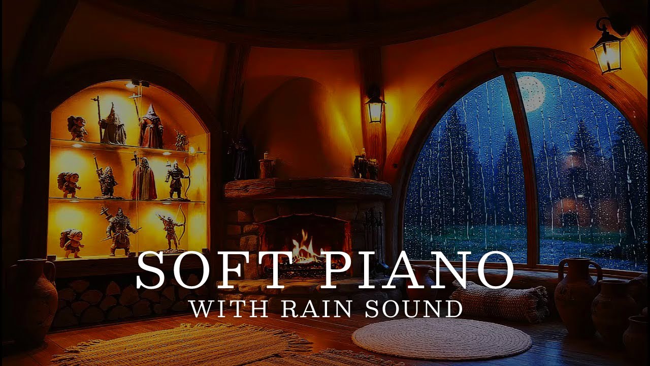 Soothing Piano Music for Sleep & Anxiety Relief 🎹🌙 Rainy Bedroom Night Ambience