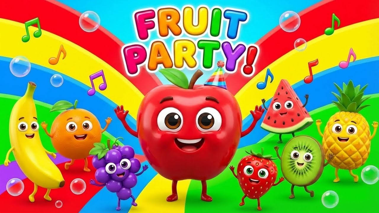 Fruit Party 🍎🍌 | Fruits Song for Kids | Learn Fruits & Colors | Nursery Rhymes