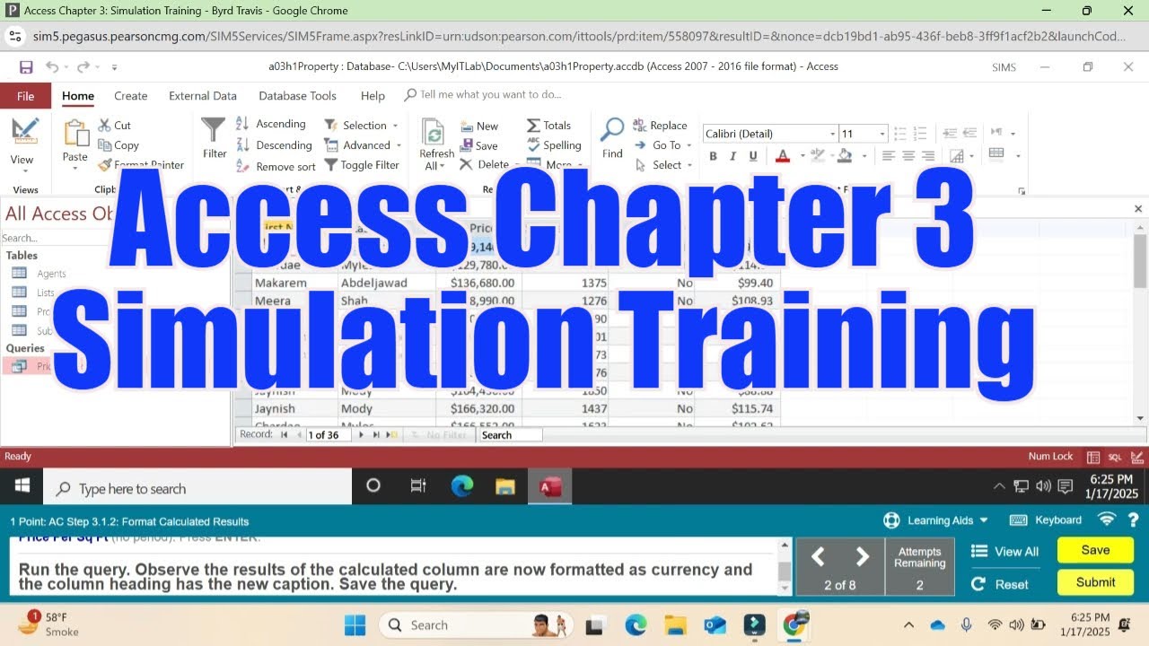 Access Chapter 3 Simulation Training | Access Simulation Training |  @PearsonSolution