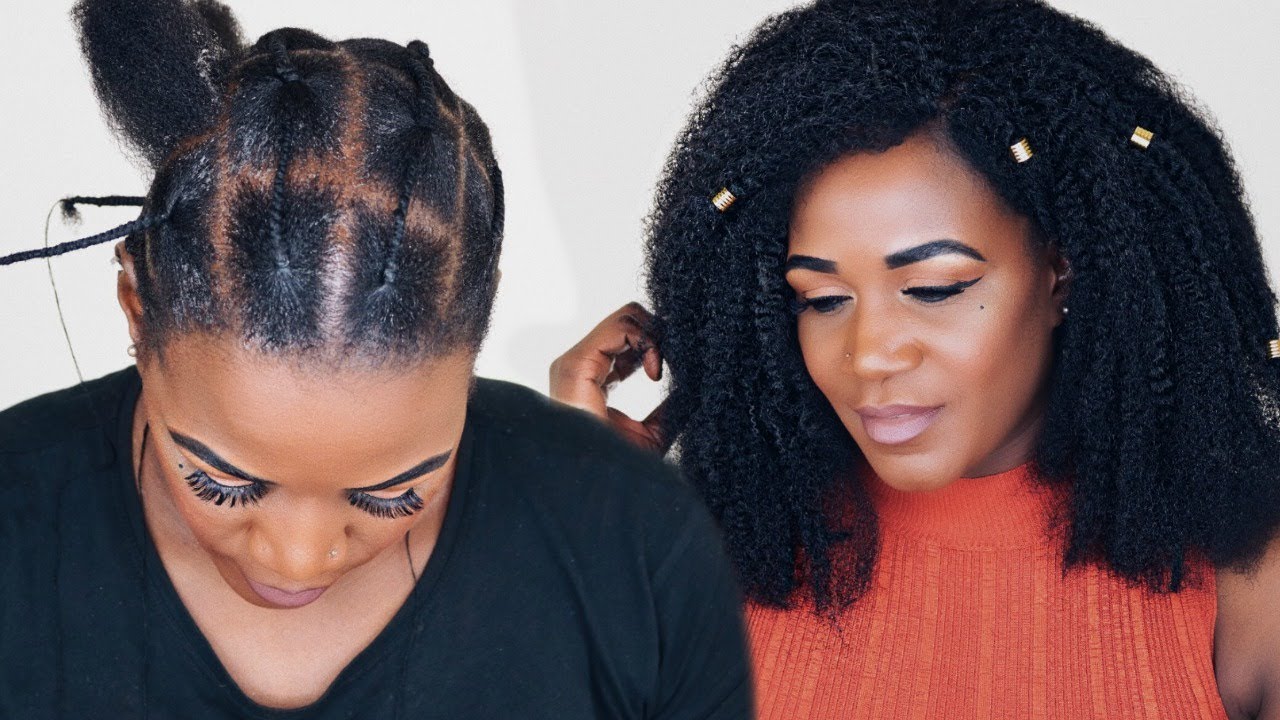 CAN'T CORNROW ?? HERE IS A SOLUTION !!AFRICAN THREADING CROCHET BRAIDS |JANE NASHE ORIGINAL METHOD