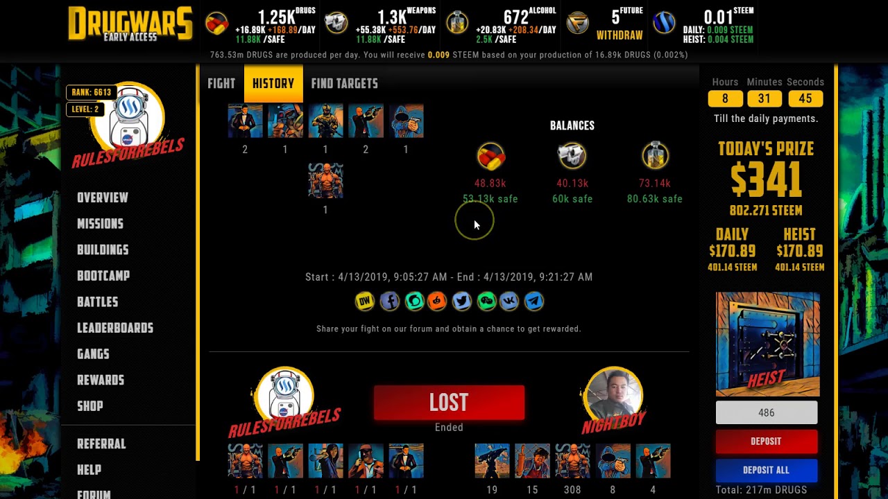 DrugWars.IO Steemit DAPP Videogame - Review & Walkthrough/Tutorial