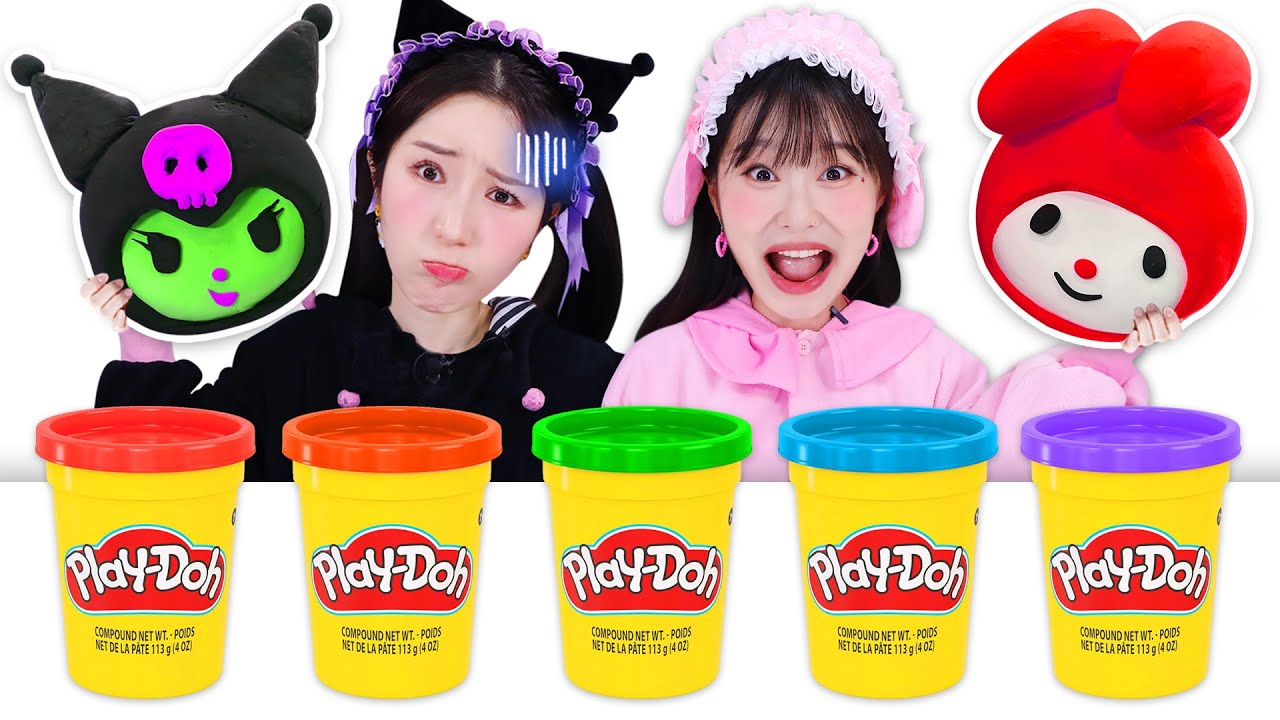 [지니vs보니] 산리오  3컬러 클레이 챌린지!!🌈ㅣThree color clay challengeㅣPlay dohㅣChallenge for Kids