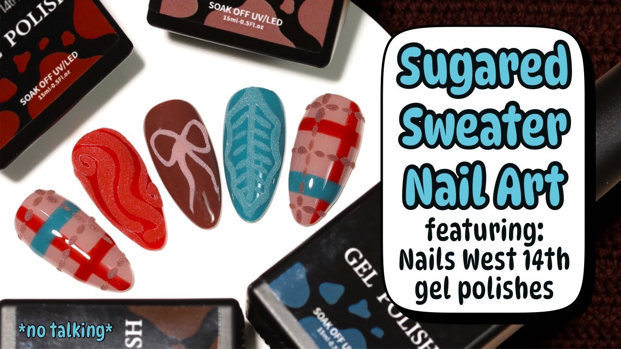 HOW TO do SUGARED SWEATER gel nail art using acrylic powder ⭐︎PRESS ON NAIL ART TUTORIAL⭐︎