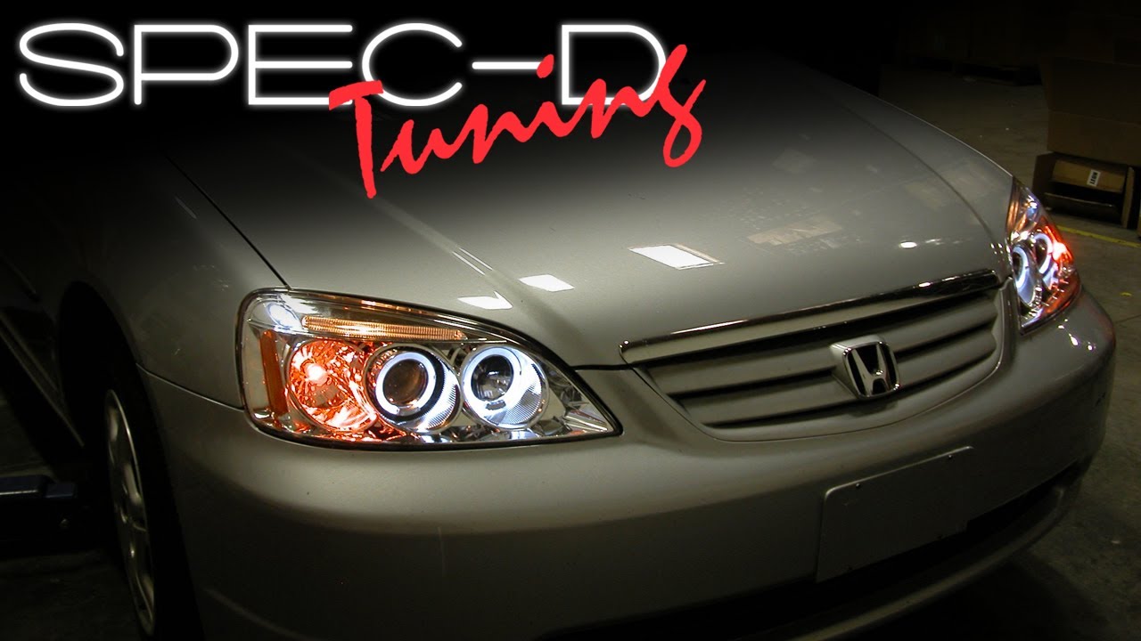 SPECDTUNING INSTALLATION VIDEO: 2001-2003 HONDA CIVIC HEAD LIGHTS / PROJECTOR HEAD LIGHTS