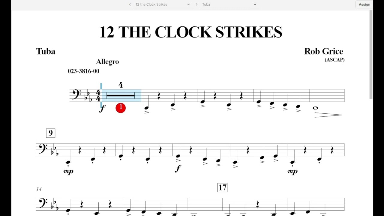12 the Clock Strikes (Rob Grice) Tuba Play Along