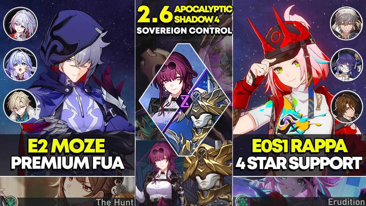 E2 Moze Premium FUA & E0S1 Rappa 4 Star Support | Apocalyptic Shadow 4 | Honkai Star Rail 2.6