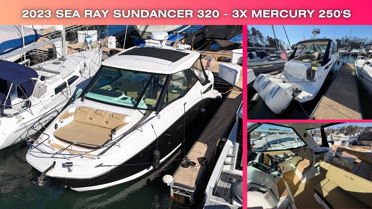 [For Sale] Full Walkthrough | 2023 Sea Ray Sundancer 320 w/ 120hr on 3x Mercury 250's