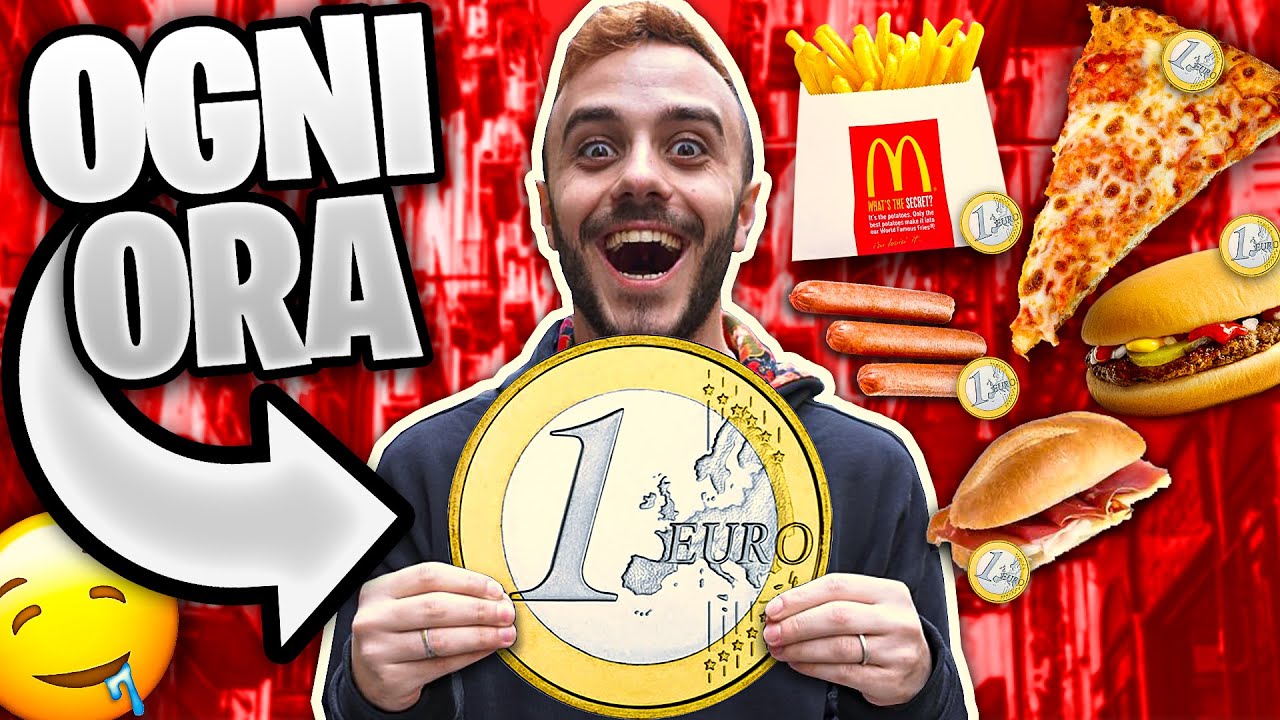 💶🍕 MANGIO CIBO da 1 EURO ad OGNI ORA per un GIORNO INTERO! | 24 ORE CHALLENGE