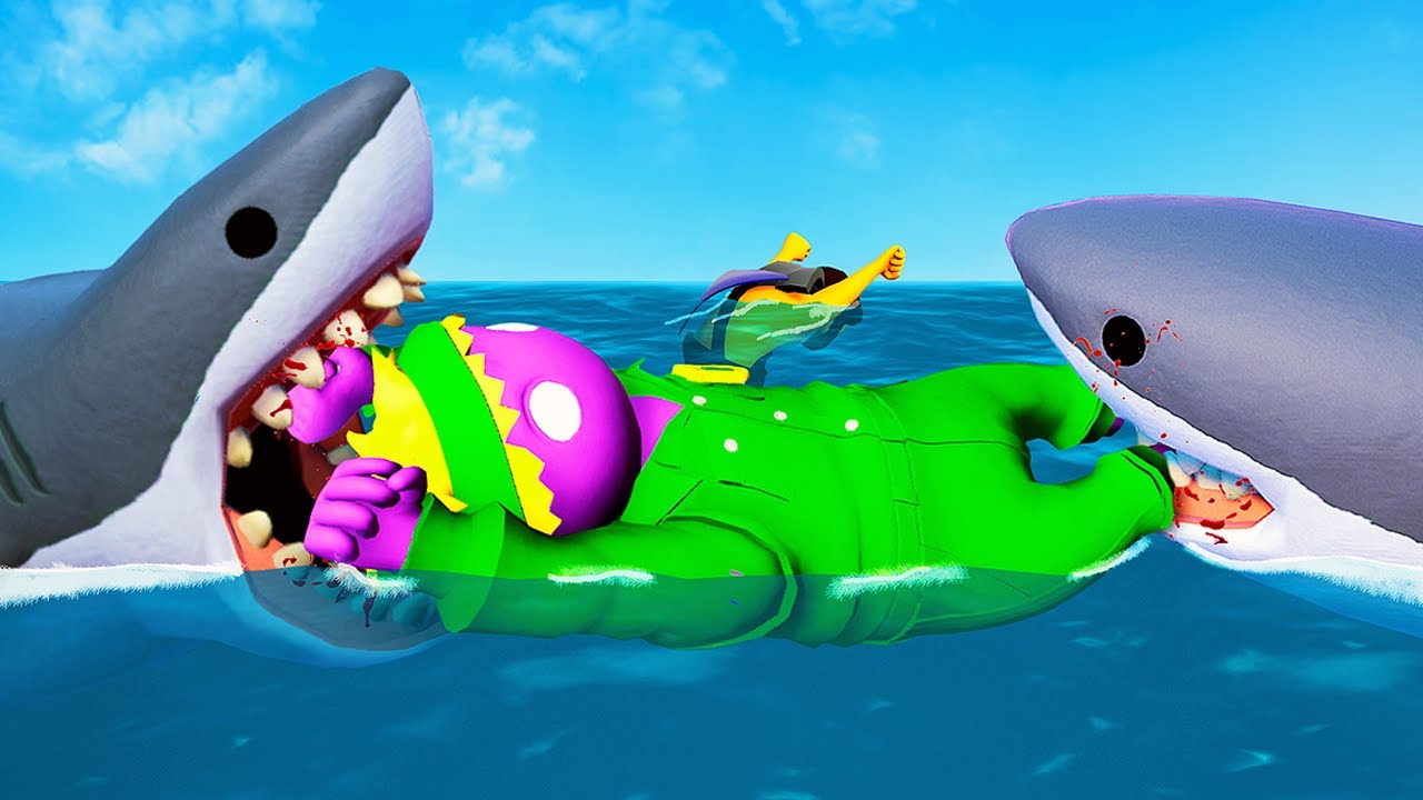 Моего друга съели акулы — Gang Beasts (смешные моменты)