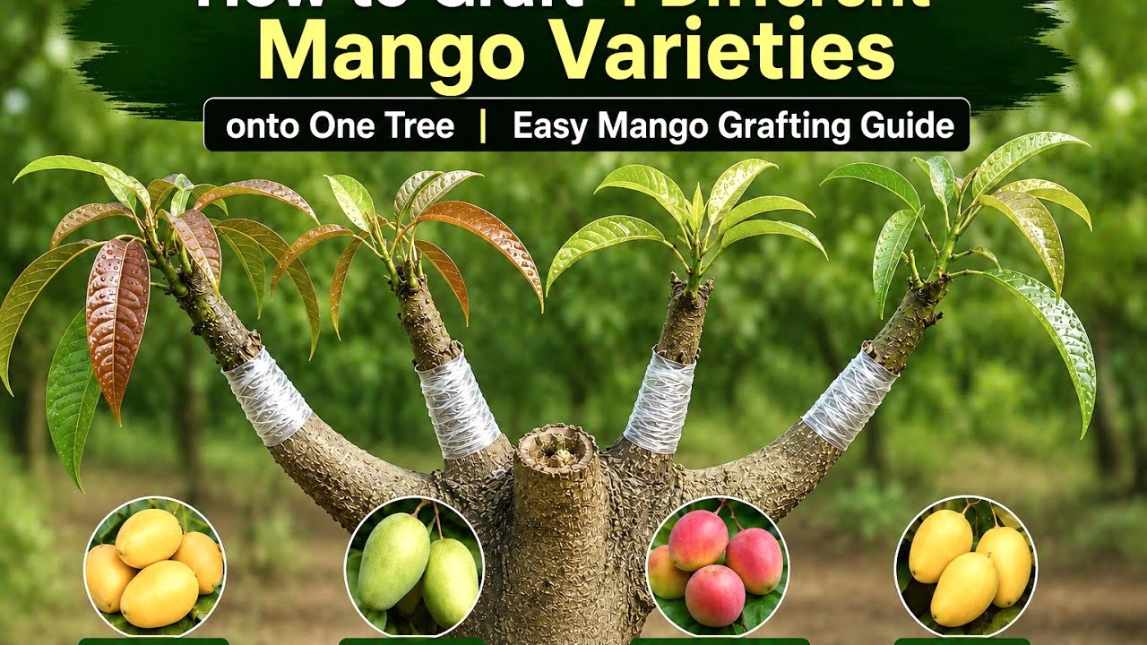 How to Graft 4 Different Mango Varieties on One Tree 🌳 | Side Grafting Method Step by Step #mango
