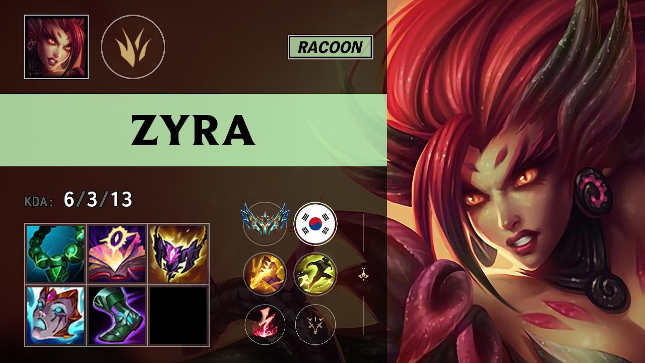 (Racoon) Zyra Jungle vs Lee Sin - KR Challenger Patch 26.12