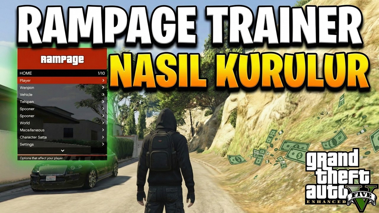 GTA 5 Enhanced T&uuml;m Hileler! Hikaye Modu + Rampage Trainer Kurulumu