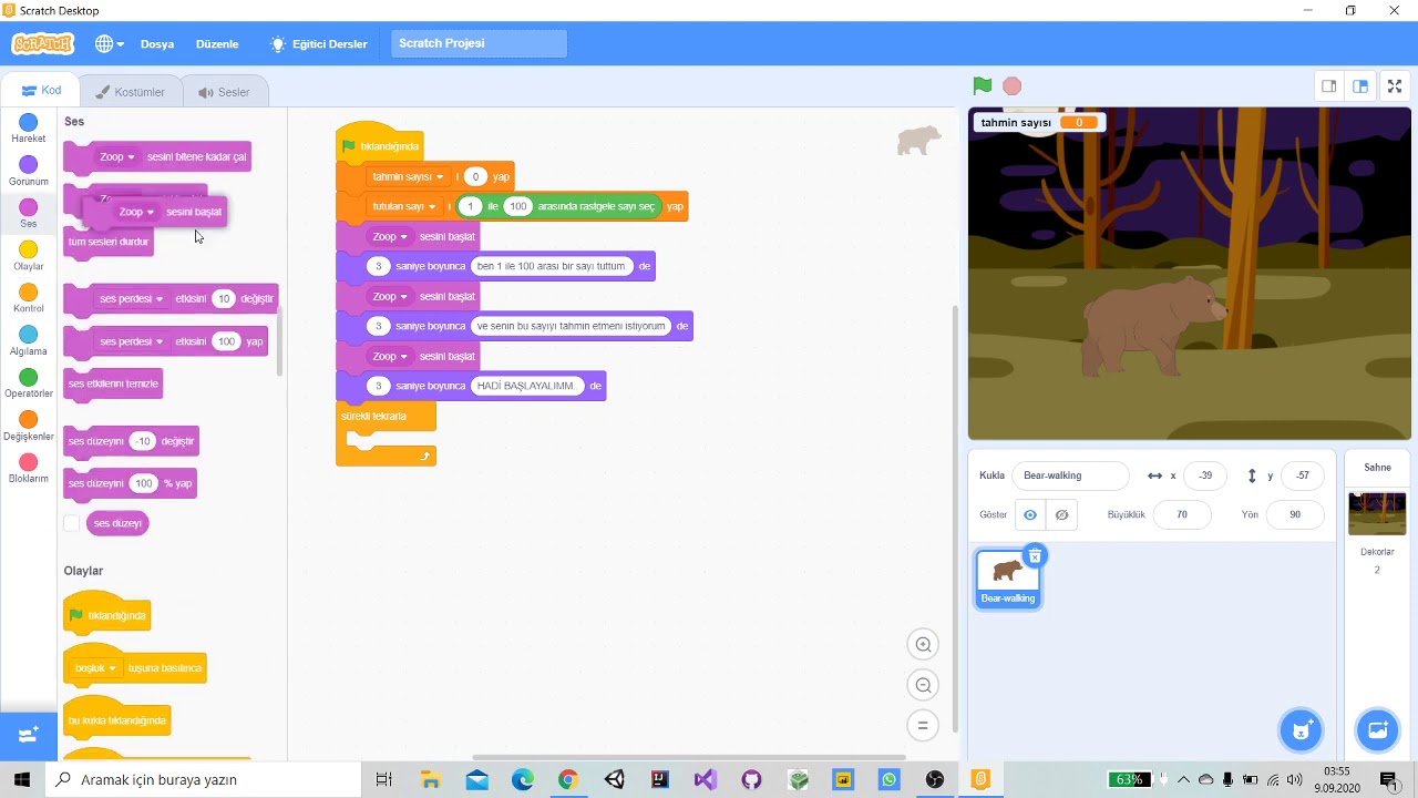 Scratch Programı İle 1-100 Arası Sayı Tahmin Oyunu