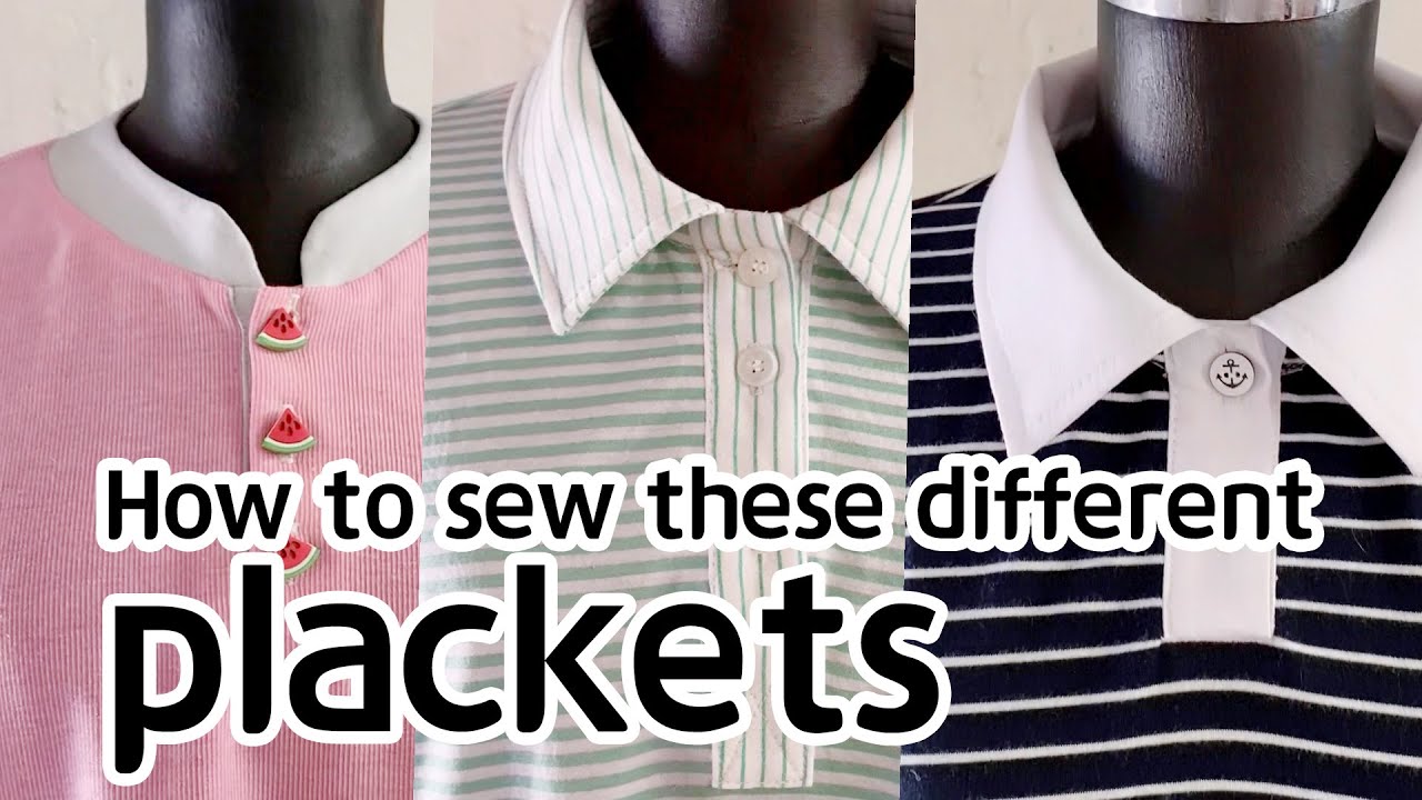 3 different ways of placket collars, how to sew Henley collar, polo shirt collar  , 헨리넥, 폴로카라 재봉