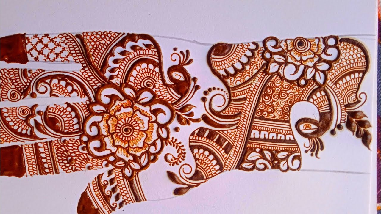 Front hand mehndi design.how to apply arabian mehndi design in new way.flower and peacock mehndi.