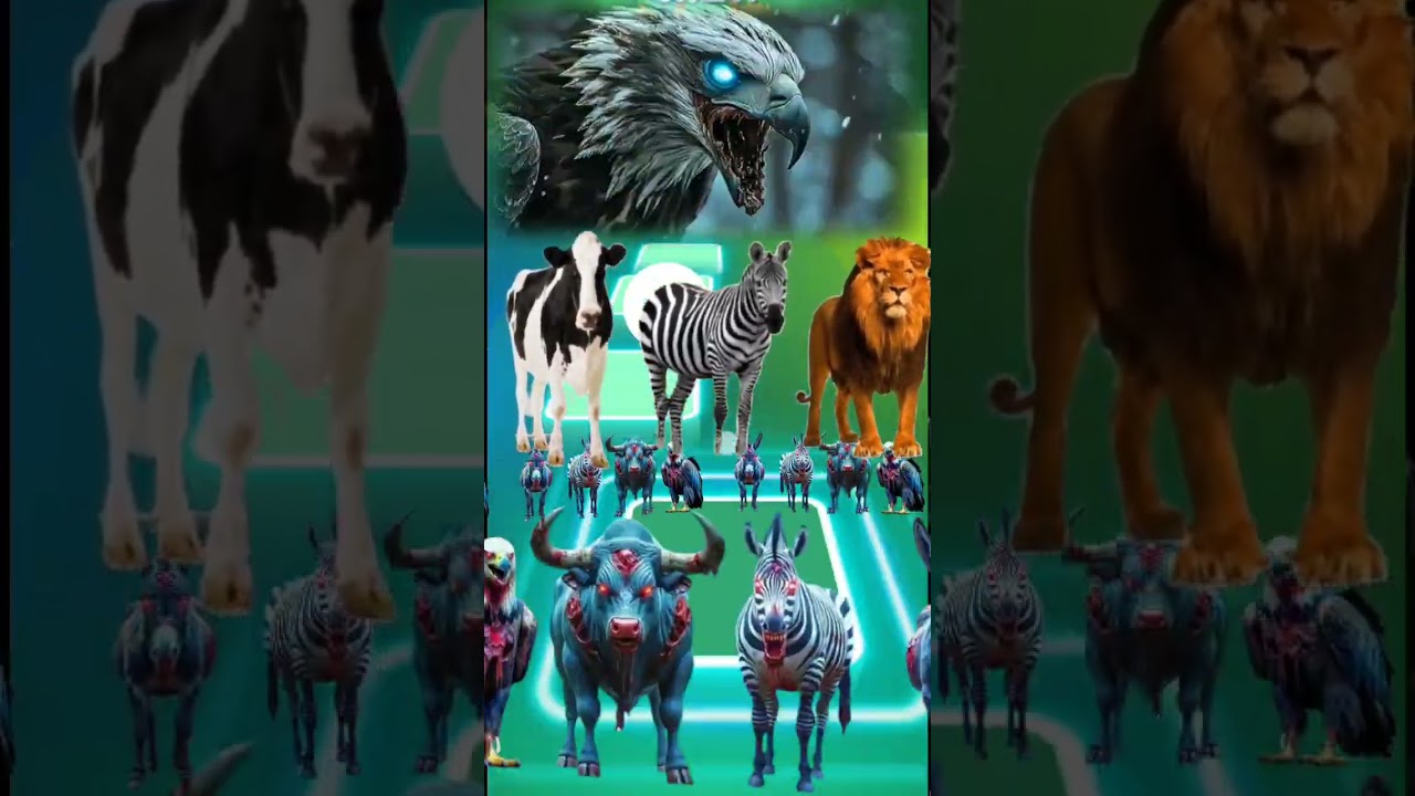 Funny Zombie Animals Dance Battle in Tiles Hop &ndash; Epic EDM Rush Show! 2 #shorts