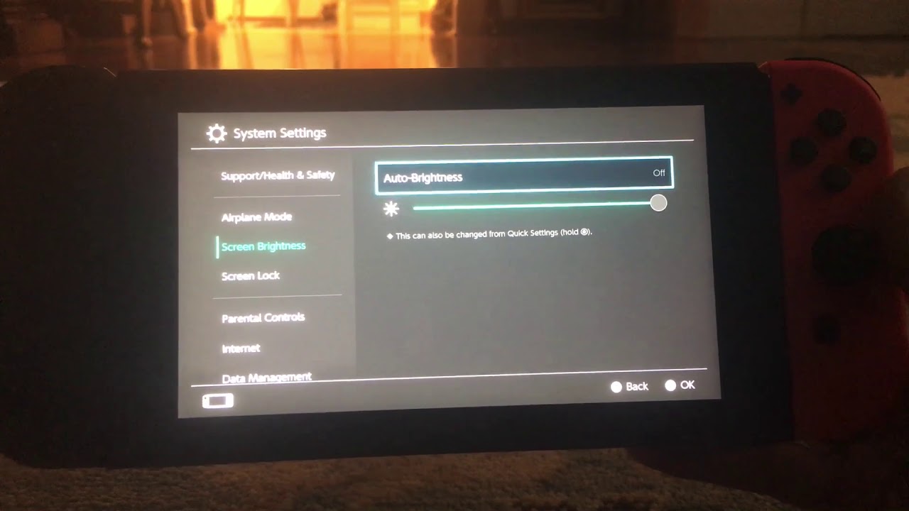 Nintendo switch auto-brightness on or off