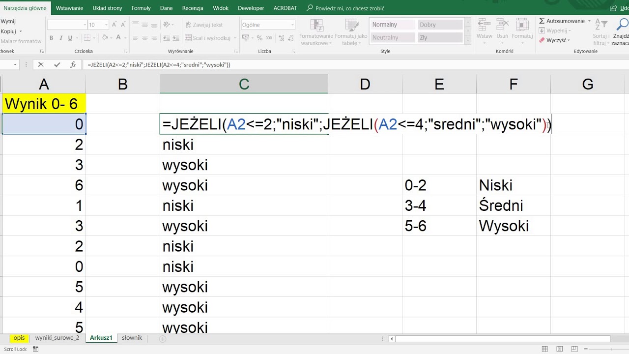 8 Funkcja JEZELI() zagnieżdzona