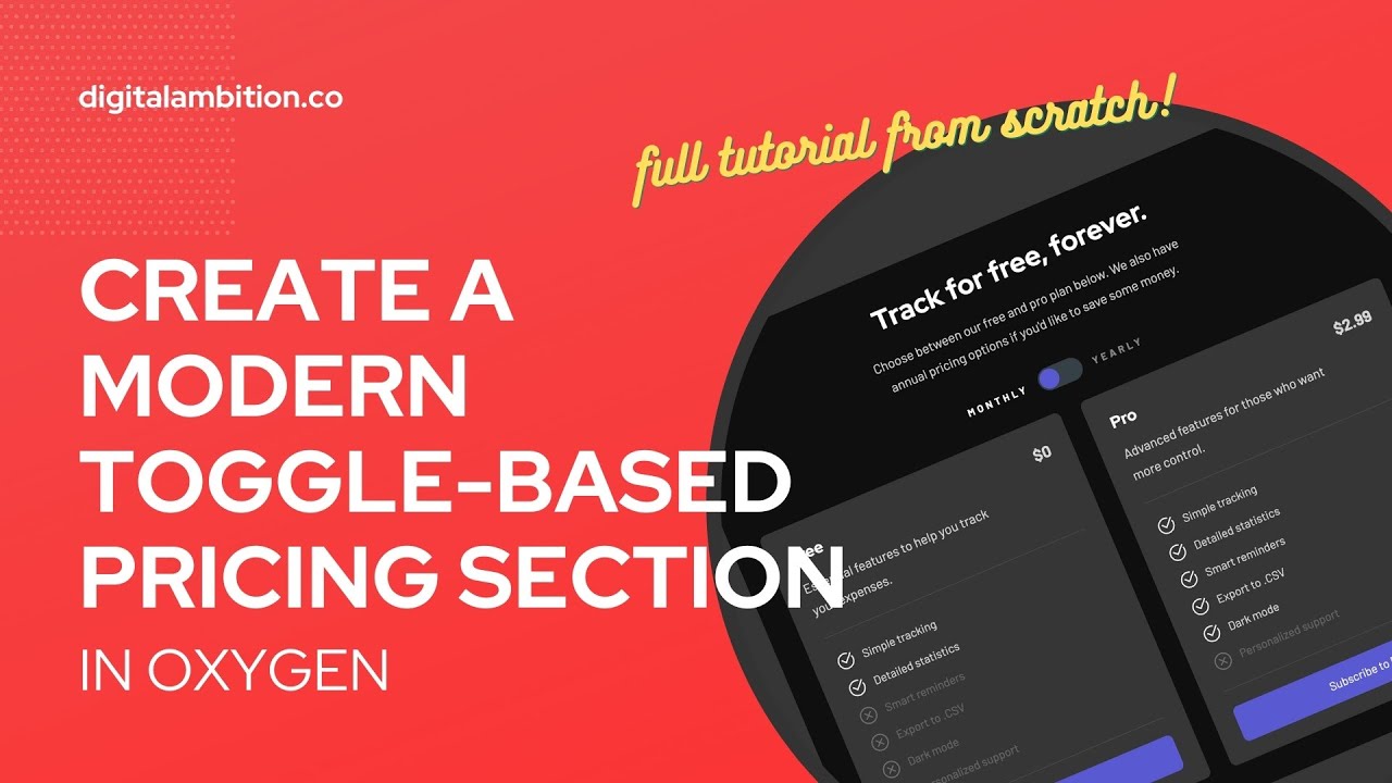 Create a Modern Toggle-Based Pricing Section in Oxygen (Full Tutorial)