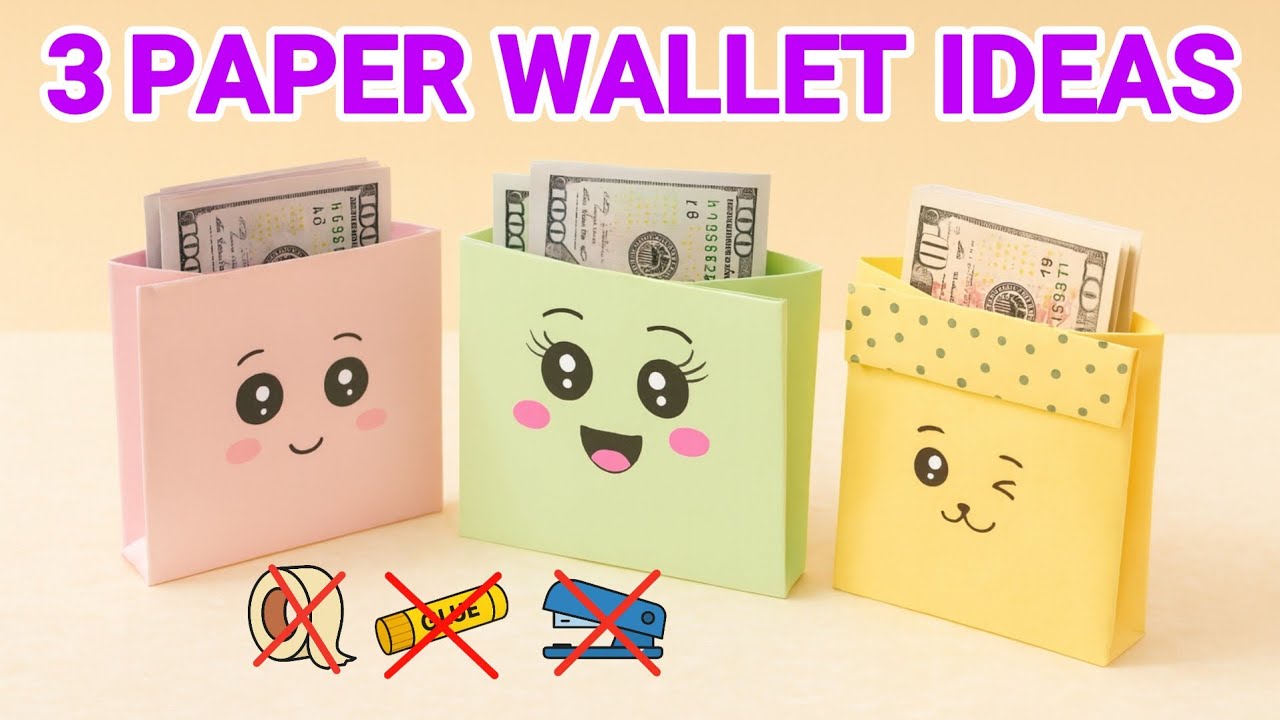 How to Make Cute Paper Wallet Without Glue | Easy Origami Wallet Ideas | No Glue Paper Craft