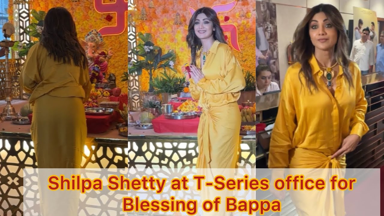Gorgeous Shilpa Shetty arrives at TSeries office to take blessings of Ganpati Bappa